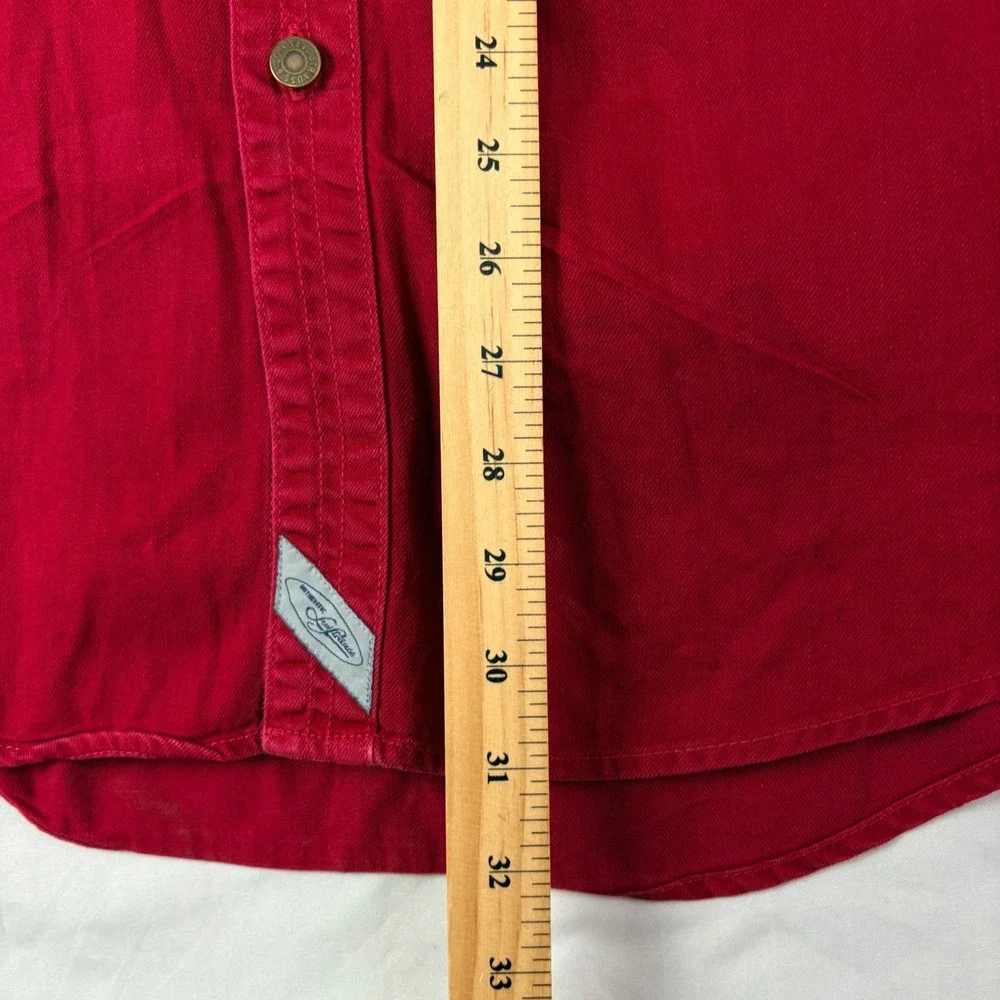 Levi's L Red Cotton Twill Button Down Shirt Long Sleeve Workwear Casual VTG